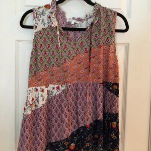 Grace & Lace Mixed Patchwork Print Boho Tank
